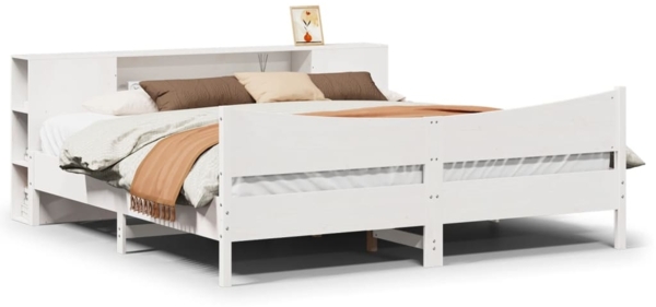 vidaXL Massivholzbett ohne Matratze Weiß 200x200 cm Kiefernholz 3323288