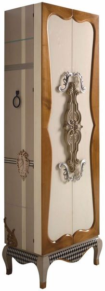 Casa Padrino Luxus Barock Schmuckschrank Creme / Bunt H. 170 cm - Barockstil Möbel