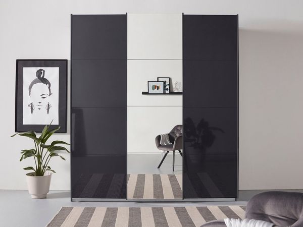 rauch Schwebetürenschrank Kleiderschrank Schrank Garderobe Wäscheschrank Ankleide OTELI (Breiten 203/271/315/360 cm Höhen 210/229 cm) mit Mittelspiegel, in verschiedenen Dekor- und Hochglanzfarben