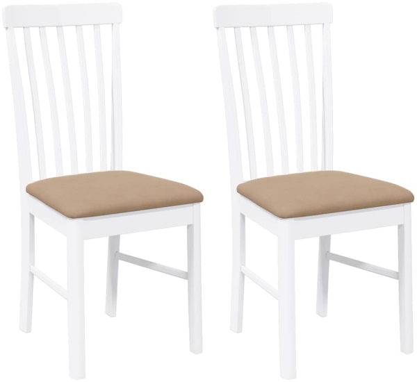 vidaXL Esszimmerstühle mit Kissen 2 Stk. Weiß Massivholz Gummibaum 4102506