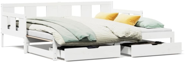 vidaXL Tagesbett Ausziehbar mit Schubladen ohne Matratze Weiß 80x200cm 3302228