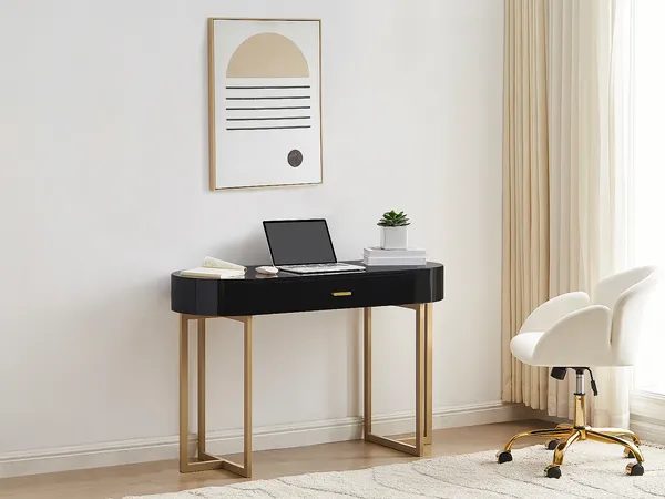 Vente-unique - TORELI Büromöbel Holz, Platte Schwarz - B 45 cm x H 76 cm x L 120 cm