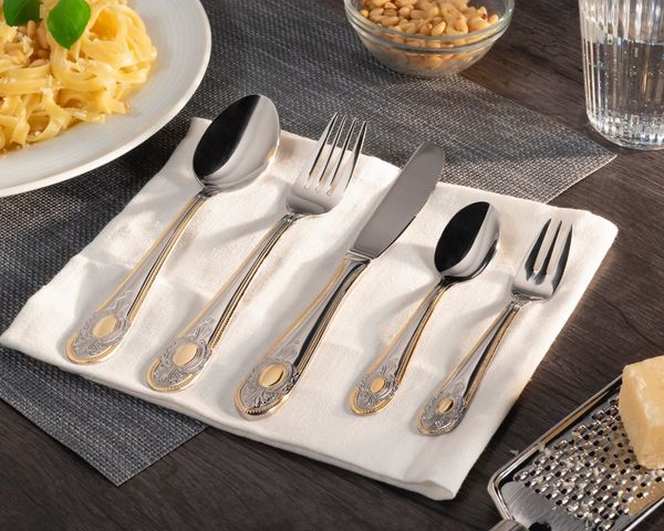 KING Besteck-Set »VIERAILLA GOLD« (31-tlg), 6 Personen, Edelstahl 18/0, mit Dekor in Gold-Optik, inkl. Etui