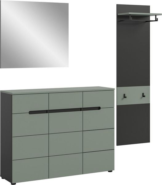 Home affaire Garderoben-Set REHAT, TOPSELLER!, 3-teilig, Breite 180 cm, individuell erweiterbar, (Set, 3-St, bestehend aus: Kommode, Spiegel und Garderobenpaneel), Garderobenkombination, Kombination, Set, Flurgarderobe, Diele
