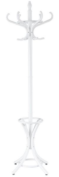 COSTWAY Garderobenstaender Kleiderstaender Jackenstaender mit Schirmstaender Garderobe Aufhaenger 12 Kleiderhaken 184 cm Holz weiss