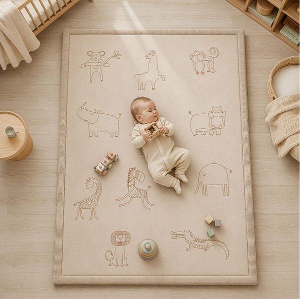 Sanosoft Kinderteppich Sanosoft samtweicher und kuscheliger Krabbelteppich "Afrika" 120x170 cm, Höhe: 30 mm, Öko-Tex 100