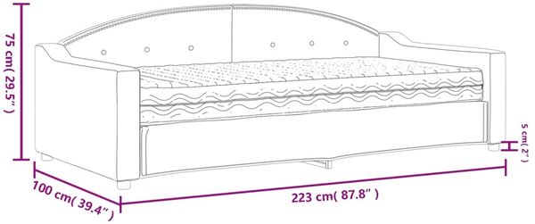 vidaXL Tagesbett mit Matratze Creme 90x200 cm Stoff 3197516 Bild 12