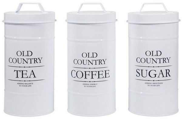Neuetischkultur Vorratsdose Kaffee-, Tee- und Zuckervorratsdose 3er Set Retro, Eisen, (Set, 3-tlg, 3 Dosen mit Deckel), Metall Kaffeedose Teedose Zuckerdose