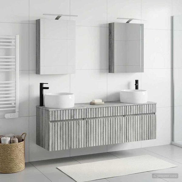 vidaXL Badezimmerschrank-Set 5 pcs Grau Sonoma 50 x 14,5 x 70 cm 3406636