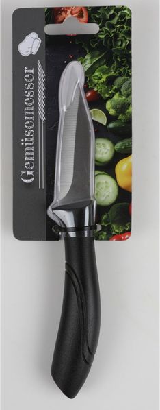 Gemüsemesser BASE 8 cm, Klinge Edelstahl, Griff PP schwarz, Obst, Gemüse, Kräuter, ergonomisch, langlebig, pflegeleicht