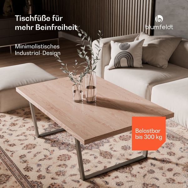 Blumfeldt Ayr Tischbeine Metall Schwarz – Stabile Stahl-Tischbeine für Industrielle & Minimalistische Räume – 43 cm Hoch, 62 cm Breit, Ideal für Esszimmer, Tischgestell Schwarz