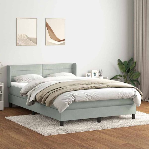 vidaXL Boxspringbett mit Matratze Hellgrau 160x220 cm Samt 3318243