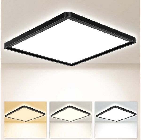 Ophy LED Deckenleuchte Quadratische LED Deckenleuchte (30 cm) – 3200 lm, flach, 3 Farbtemperaturen (3000/4000/6000 K), IP54 wasserfest – modern für Schlafzimmer & Wohnräume