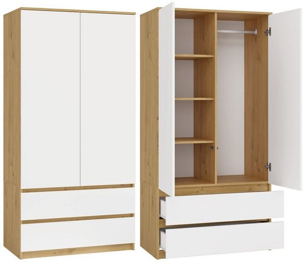 MAGOWA Kleiderschrank MALWA SS – stilvoll & funktional für Büro oder Schlafzimmer (perfekt kombinierbar) Maße: B 90 × H 180 × T 50 cm