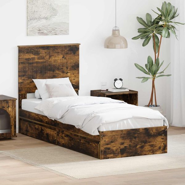 vidaXL Aufbewahrungsbett Geräucherte Eiche 75 x 190 cm Holzwerkstoff 3411261