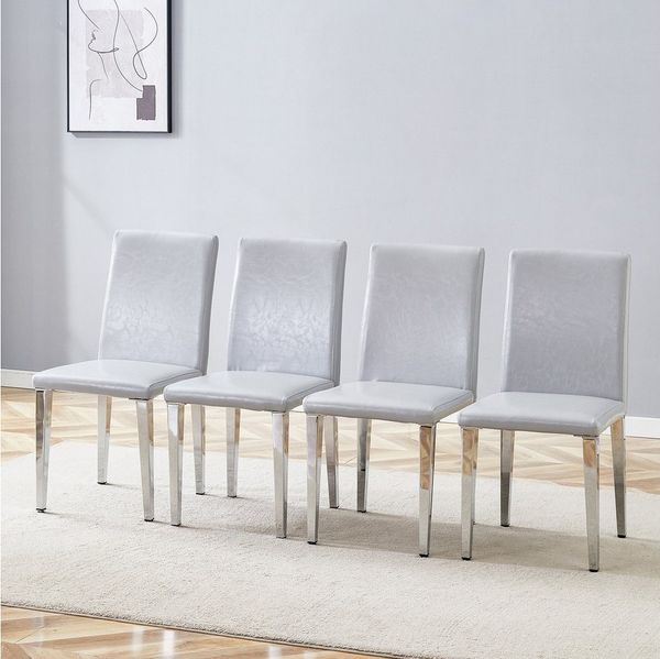STILVORA Esszimmerstuhl 4er-Set Esstischstühle mit glänzende silberfarbene Metallbeine modern (4 St)
