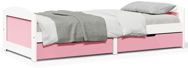 vidaXL Tagesbett mit 2 Schubladen ohne Matratze Weiß Rosa 90x200cm 3314679