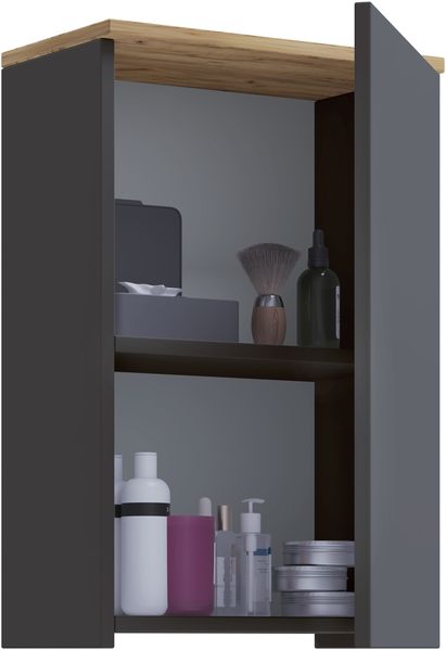 VCM Badmöbel Wandschrank Cosila 921832 Anthrazit / Honig-Eiche H. 59 x B. 40 x T. 22 cm