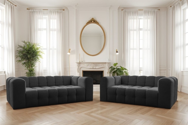 Sofaset Designersofa SOLVIE 3-4 in Stoff Moly Anthrazit