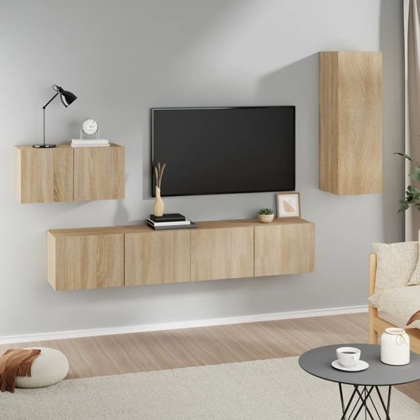4-tlg. TV-Schrank-Set Sonoma-Eiche Holzwerkstoff [3114336]