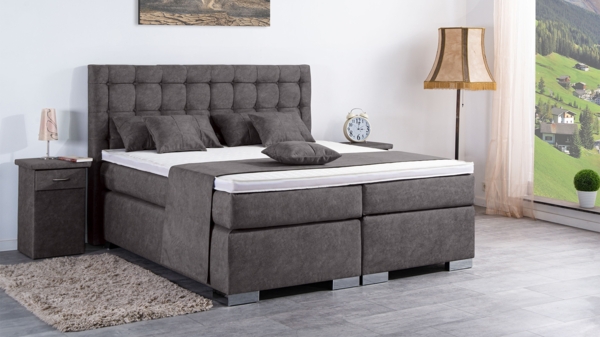 Meisterbetten Boxspringbett Lanz 180x220 in DS-Dunkel Grau, Matratzenbezug Nano, Ergoflex-Topper Bild 3