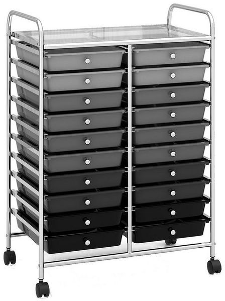 COSTWAY Rollwagen, mit 20 stapelbaren Schubladen & Metallrahmen, 63x39x88cm