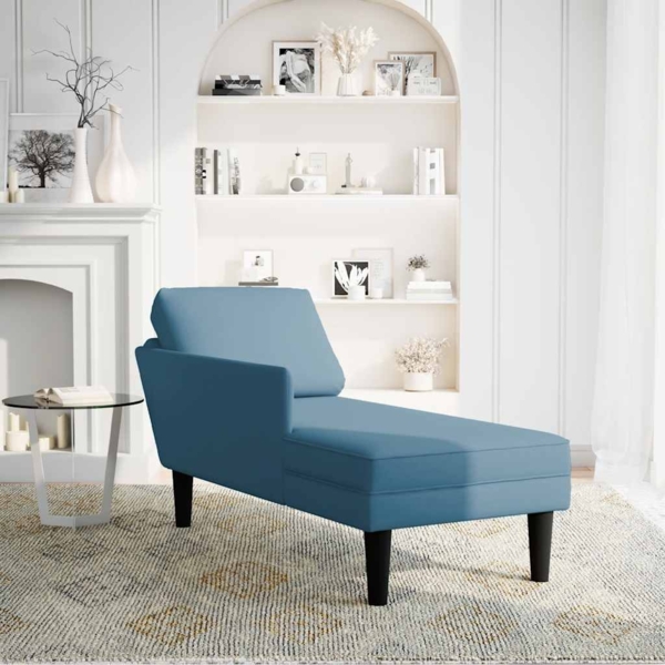 vidaXL Chaiselongue mit Kissen und Rechter Armlehne Blau Samt 4009806