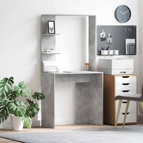 Schreibtisch, Bürotisch, Computertisch Beton Grau 78,5 x 37 x 154,5 cm Holzwerkstoff