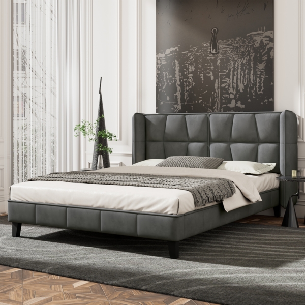 Polsterbett 140x200 cm Samt Hochbett Kopfteil Holzlattenrost Schlafzimmerbett Modern Gemütlich