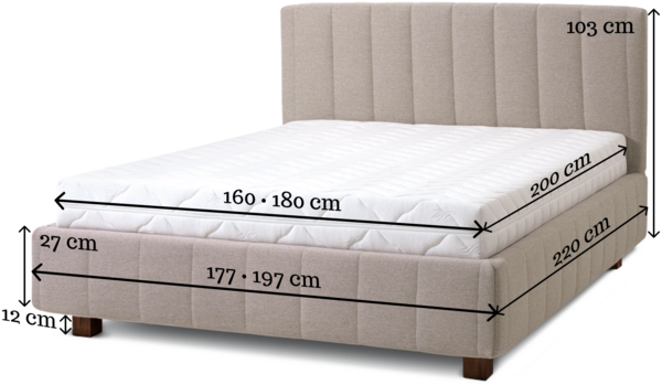 Letti Moderni Polsterbett Calma 180x200 Plüsch Chocolate – Eleganz & Komfort für Ihr Schlafzimmer - 180x200 Bild 5