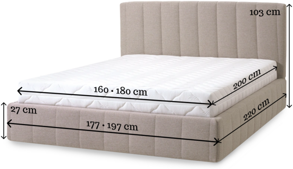 Letti Moderni Polsterbett Calma 180x200 Plüsch Chocolate – Eleganz & Komfort für Ihr Schlafzimmer - 180x200 Bild 3