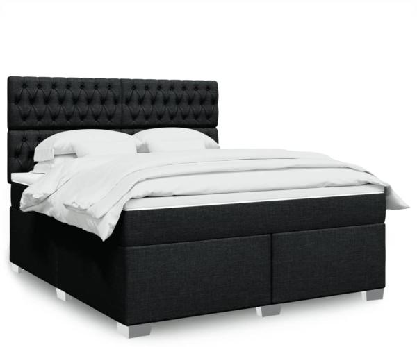 vidaXL Boxspringbett mit Matratze Schwarz 180x200 cm Stoff 3292876