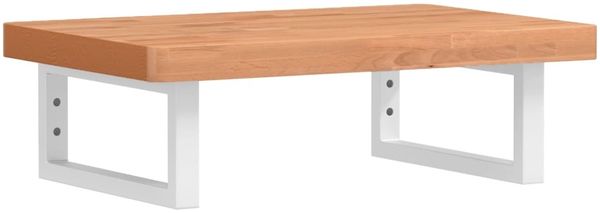 Waschbeckenregal, Badregal Wandmontage Stahl und Massivholz Buche de7364