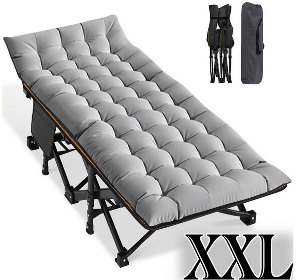 Meulbaty Klappbett Klappbar Feldbett, Campingbett für Camping mit Auflage & Seitentasche (2.3-3cm Matratze) mit Stahlrahmen, Oxford-Stoff Liegefläche und abehmbarem Kissen