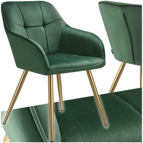 tectake Esszimmerstuhl Stuhl Marilyn, Samtoptik, gesteppt (Set, 1 St), Extra weicher Samtbezug mit elegantem Steppmuster