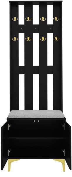 Merax Garderobenset mit Schuhbank und Kissen, Garderobenfront mit Haken, Schwarz Bild 8