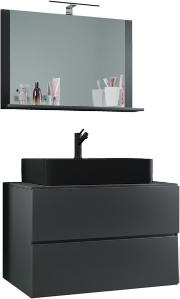 VCM Badmöbel Waschtisch Lendas 919549 Anthrazit H. 124 x B. 80 x T. 52 cm