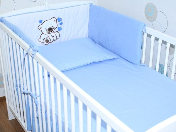 Primawela Babybettwäsche Baby Bettset -5-6 teiliges Set mit Chiffon Himmel Nestchen- BÄRCHEN, 5 teilig