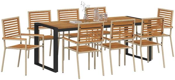 vidaXL Garten Essgruppe 9 pcs Beige und Braun Poly-Rattan 3365489 Bild 3