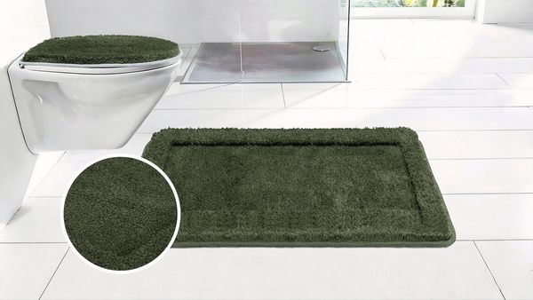 OTTO home Badematte Sanremo mit Rahmen, Badvorleger, Badezimmer, sehr weich, Hoch-Tief, Höhe 25 mm, rutschhemmend beschichtet, schnell trocknend, fußbodenheizungsgeeignet, Polyester, rechteckig, Badteppich, unifarben, rechteckig und als 3-tlg. Set erhä...