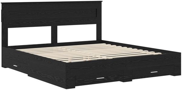 vidaXL Bettrahmen Schwarz Eichen-Optik 180 x 200 cm Holzwerkstoff 3409959 Bild 4