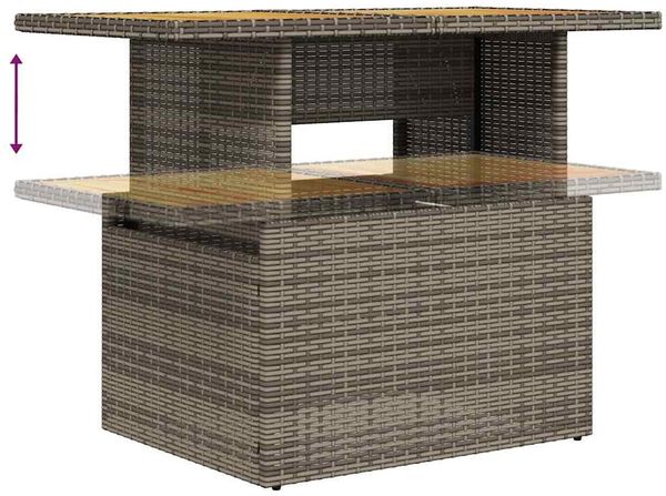 vidaXL 7-tlg. Garten-Sofagarnitur mit Kissen Grau Poly Rattan Akazie 3327560 Bild 8