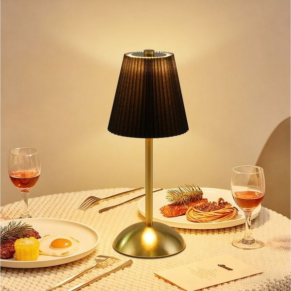 Nettlife LED Tischleuchte 2er Schwarz/Grün/Weiß/Orange/Graublau Stoff Retro Nachttischleuchte, 3 Lichtfarben Akku-Betrieb USB-ladbar, Schlafzimmer Wohnzimmer Arbeitszimmer Büros Eingangsbereiche
