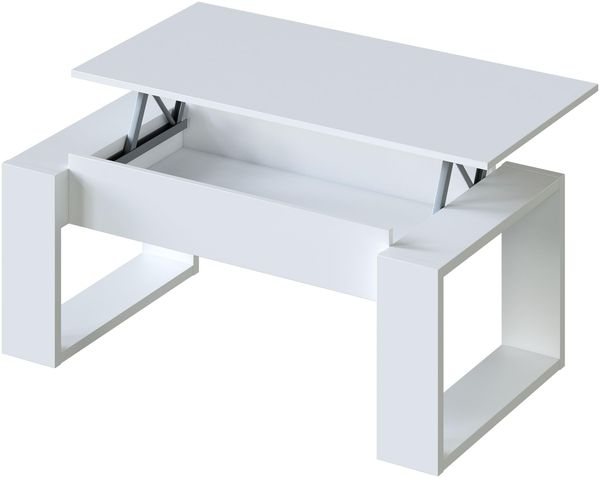 amuéblate online Couchtisch, Modell Nyra, klappbar, praktisch und funktional, weißes Finish, Maße: 105 cm (L) x 55 cm (B) x 45-54 cm (T)