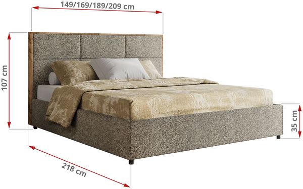 Premium Polsterbett LERIO CLASSIC 140 x 200 cm mit Stauraum, gepolstertem Kopfteil, Gasdruckfedern & Lattenrost - Modernes Design, Inkl. Lattenrost Foam Matratze - Grau Strukture - MIRO LUX Bild 4