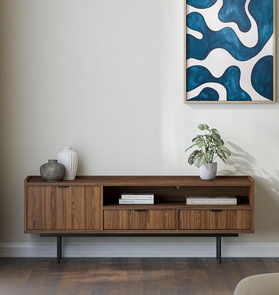 AX LIVING Nordiva Lowboard 150 cm Warmia Walnut Holz TV Möbel Modern