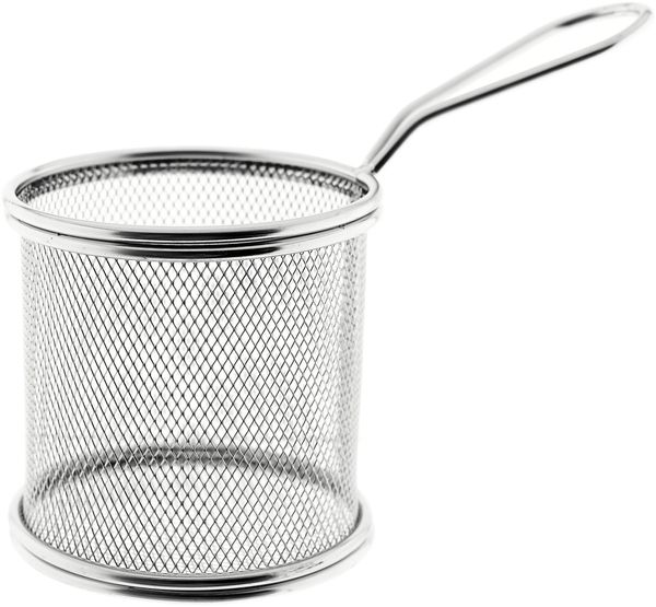 2er Set Pommes-Frittierbehälter aus Edelstahl in Silber - Rund, 9 x 9 cm