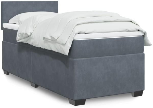 vidaXL Boxspringbett mit Matratze Dunkelgrau 90x190 cm Samt 3286181