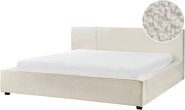 Bett mit Lattenrost MIRANDE 180 x 200 cm Bouclé Cremeweiß