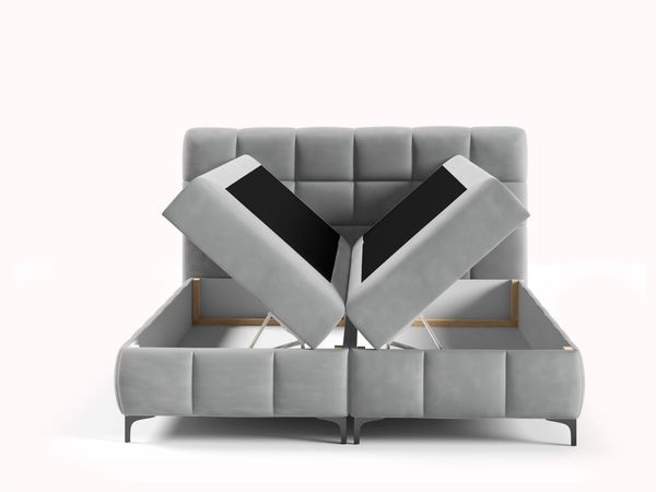 Boxspringbett Schlafzimmerbett SOPHIE 100x200cm Stoff Salvador Silbergrau Bild 4